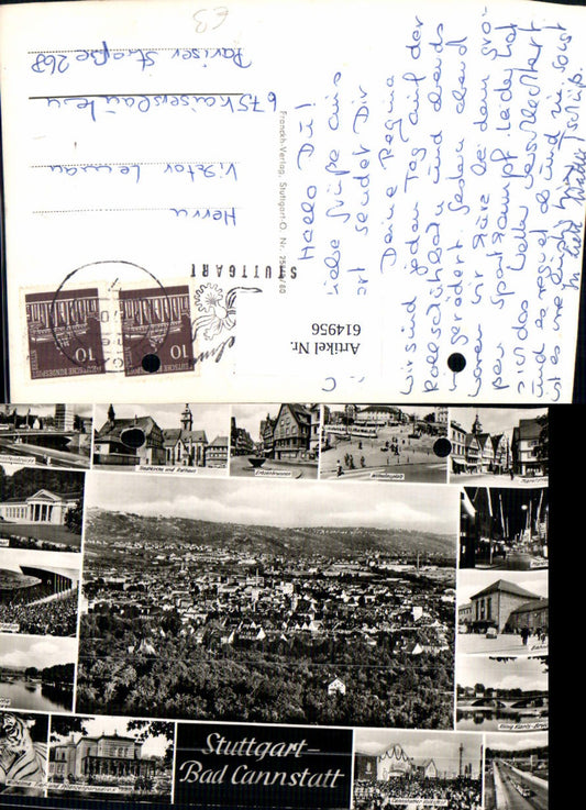 614956, Multi-image postcard Stuttgart Bad Cannstatt Erbsenbrunnen Kursaal Neckarpartie