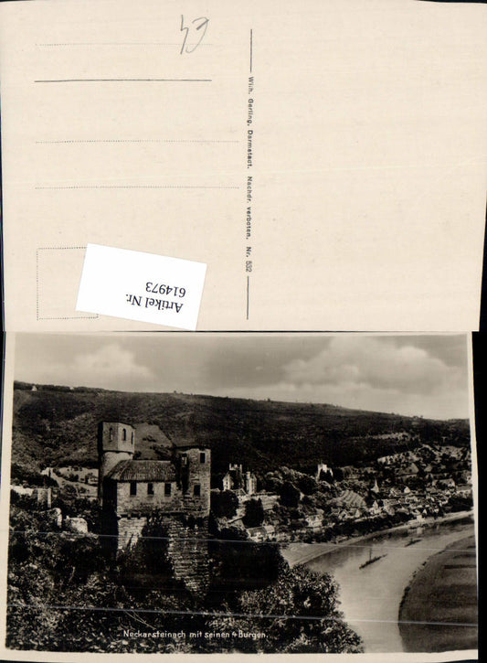 614973,Foto Ak Neckarsteinach mit seinen vier Burgen