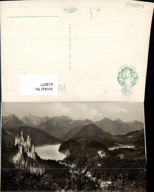614977, Photo Ak Schwangau Neuschwanstein Castle Hohenschwangau Castle with summit map