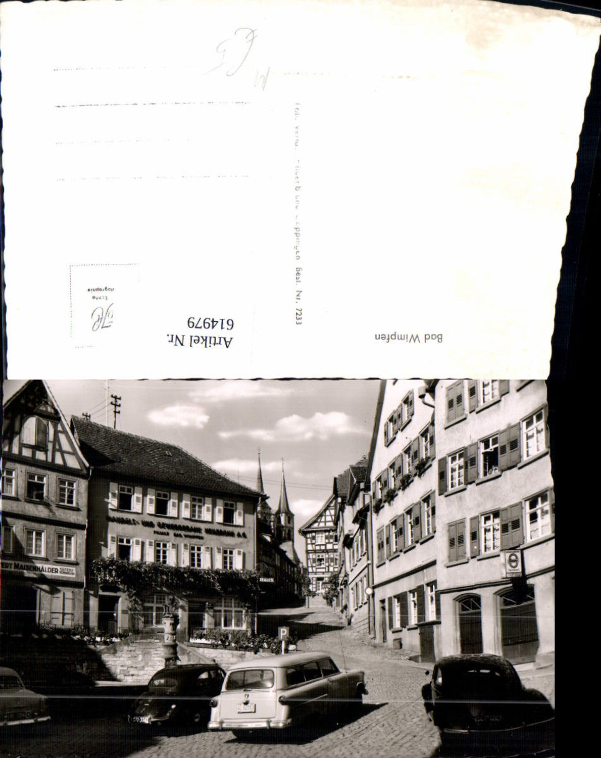 614979,Foto Ak Bad Wimpfen Ansicht Platz Auto Bank VW Käfer