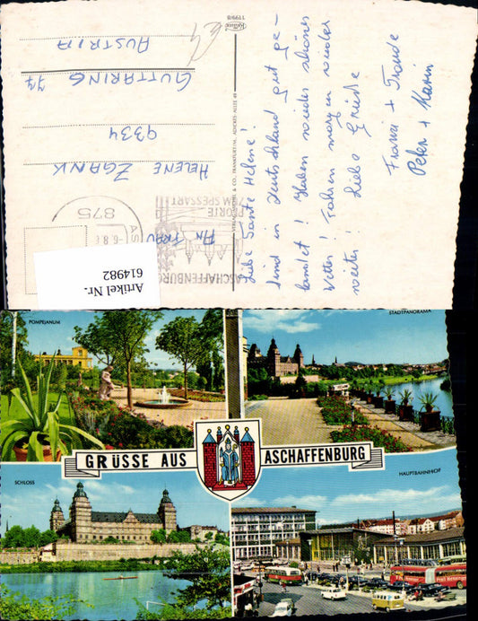 614982, Multi-image Ak Aschaffenburg Castle Main Train Station City Panorama