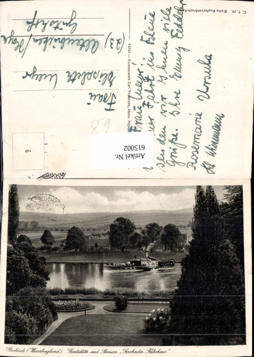 615002,Grohnde Emmerthal Gaststätte u. Pension Grohnder Fährhaus Schiff Dampfer