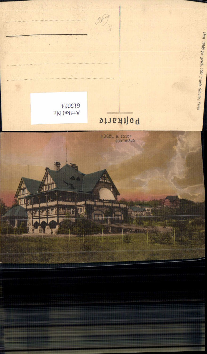 615064,Künstler Ak Hügel b. Essen Bootshaus
