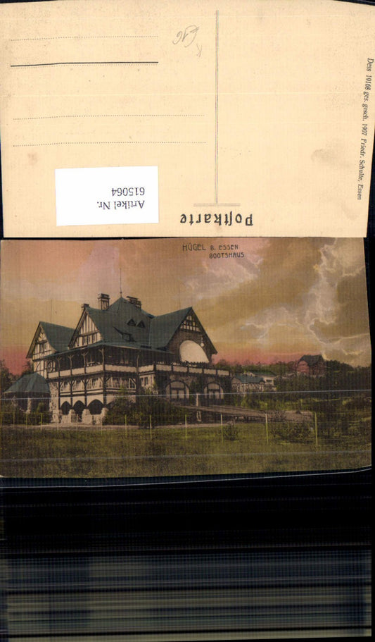 615064,Künstler Ak Hügel b. Essen Bootshaus