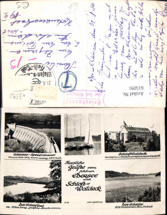 615091,Mehrbild Ak Stadt Waldeck Edersee u. Schloss Waldeck Stempel Bringhausen über Bad Wildungen