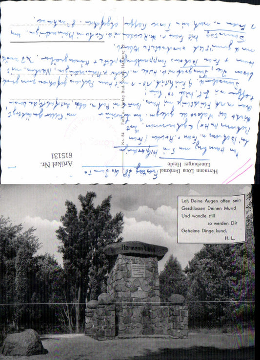 615131,Foto Ak Hermann Löns Denkmal Lüneburger Heide Lönsgrab Honerdingen Walsrode