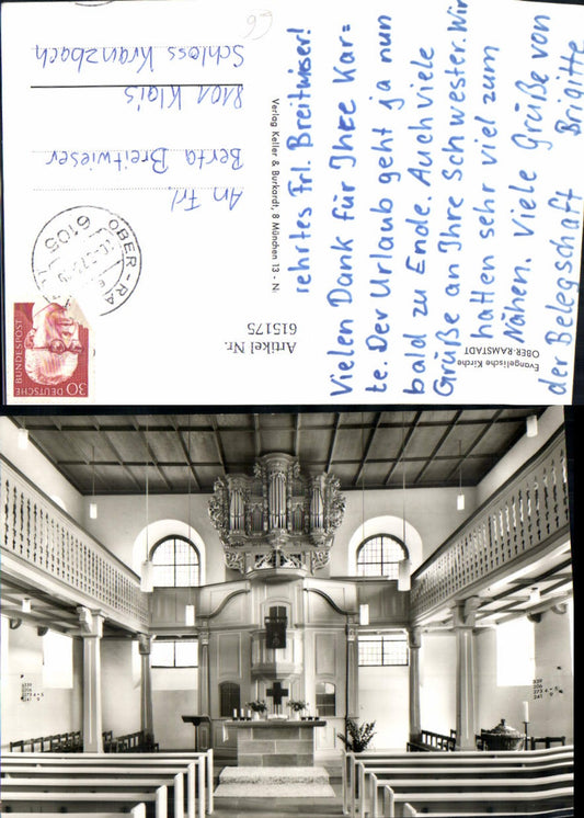 615175,Foto Ak Ober-Ramstadt Evangelische Kirche