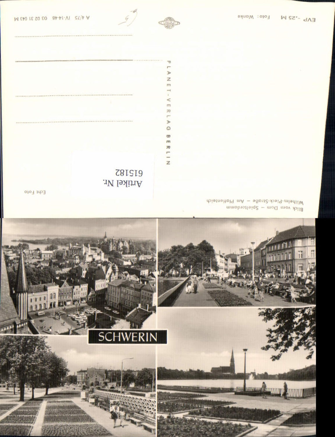 615182, Multi-image postcard Schwerin view from the cathedral Spieltordamm Pfaffenteich 