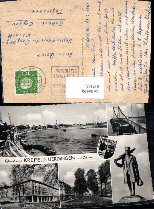 615185,Mehrbild Ak Krefeld Uerdingen a. Rhein Rheinbrücke Weber-Denkmal