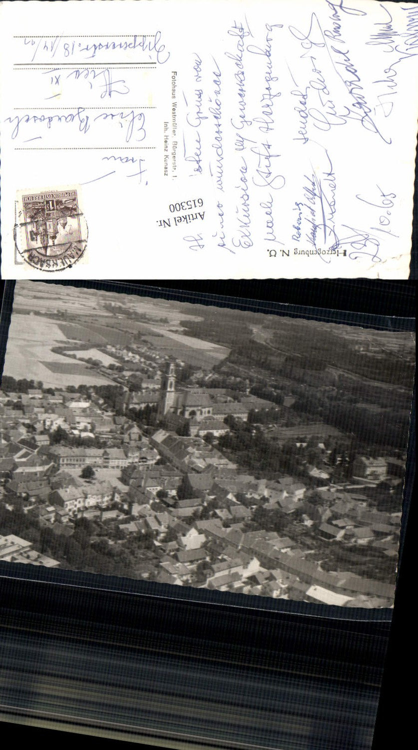 615300,tolle Fliegeraufnahme Herzogenburg 1960 Luftbild