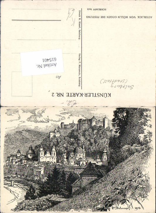 615401, great artists AK F. Schrempf Salzburg Mülln Fortress