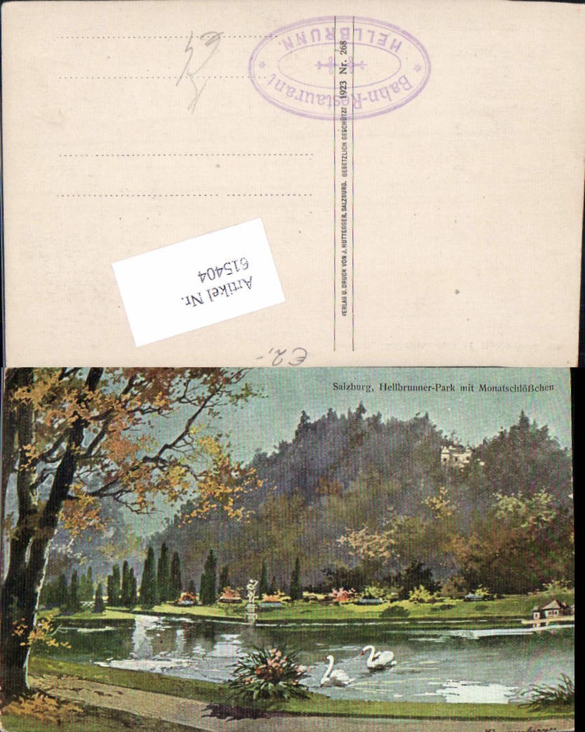 615404, Artist AK T. Guggenberger Salzburg Hellbrunn Park Swan