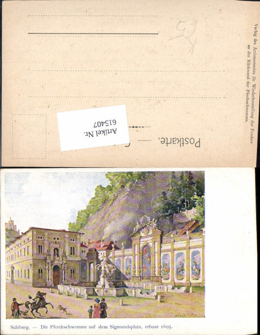 615407, great artists AK Salzburg horse watering place Sigmundsplatz