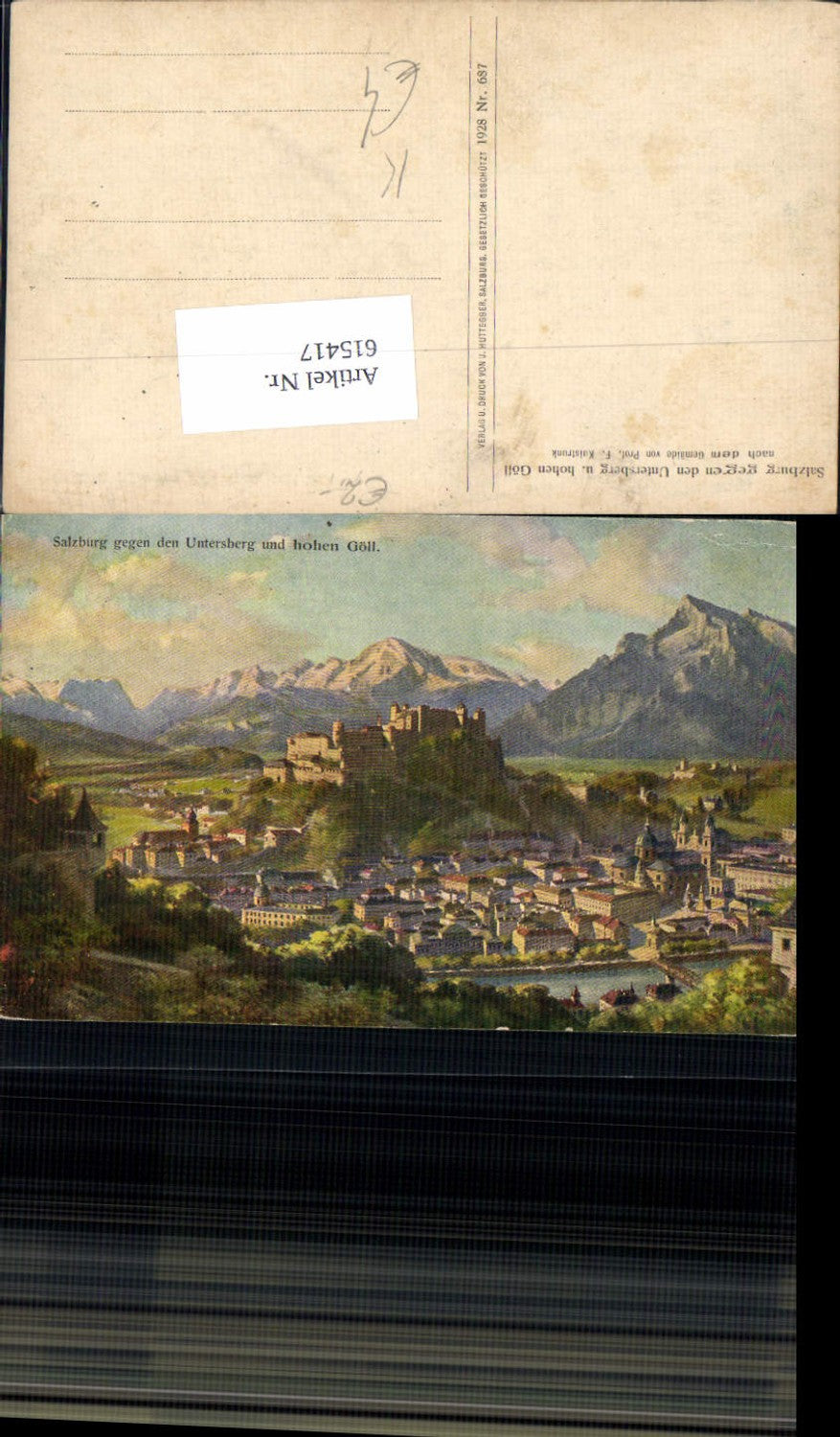 615417, Artist AK F. Kulstrunk Salzburg against Untersberg