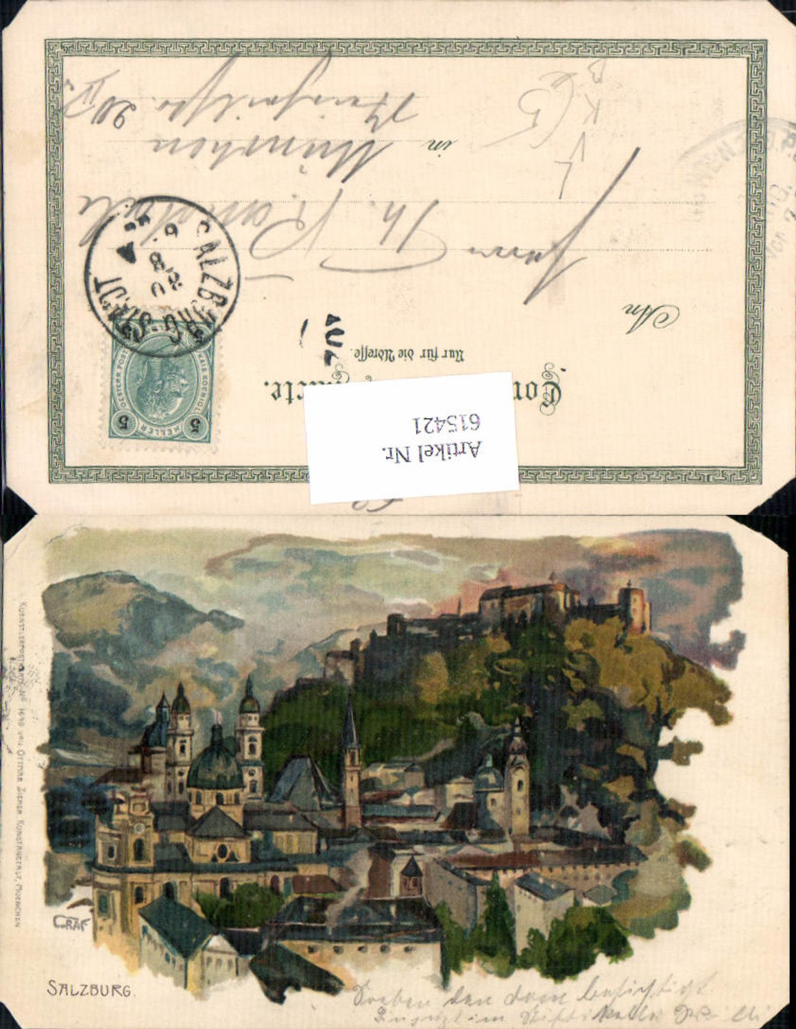 615421, Artist Lithograph Count signed. Salzburg Old Town pub Ottmar Zieher 1649