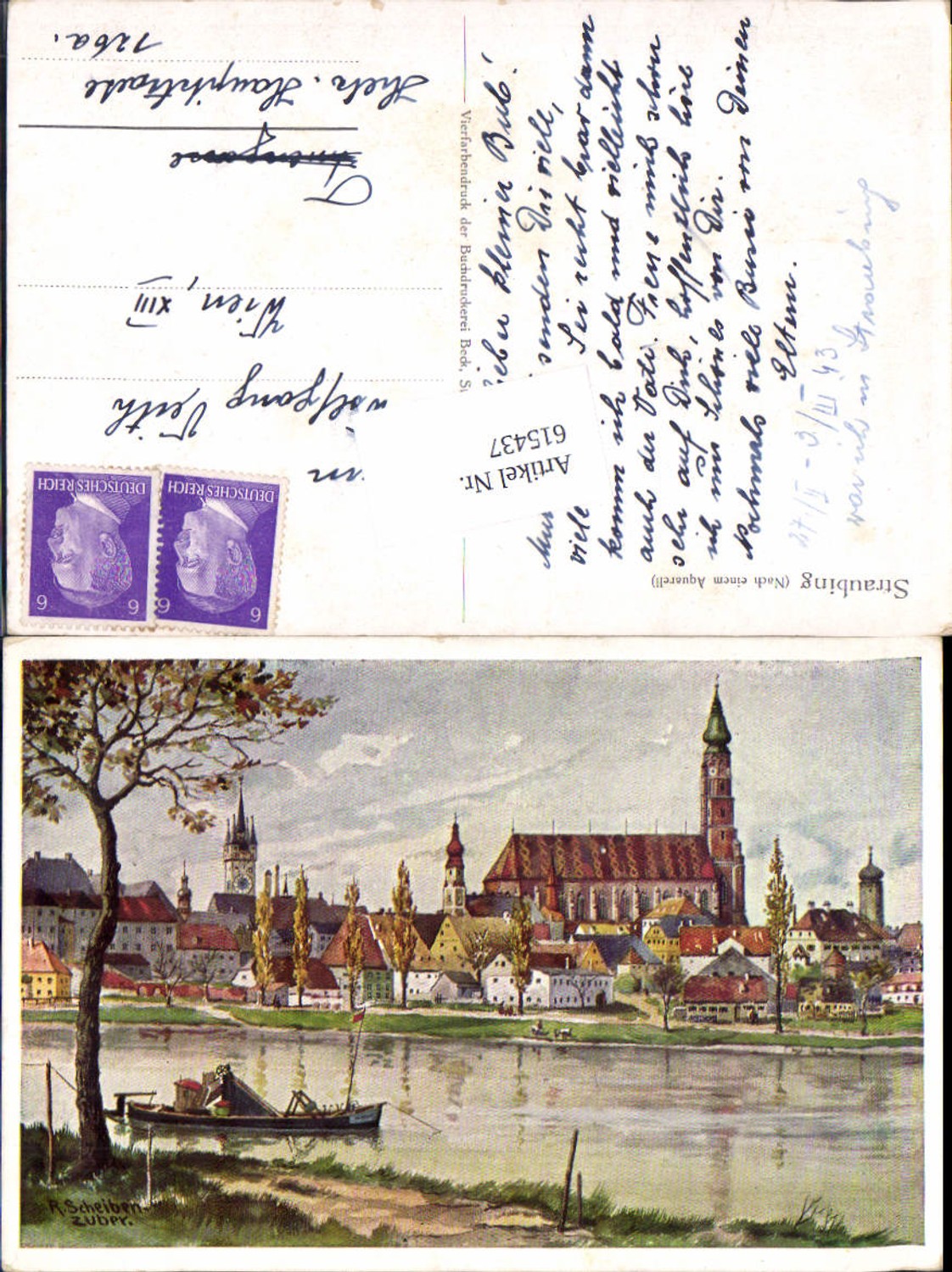 615437,Künstler AK Rudolf Scheibenzuber Straubing a.d. Donau