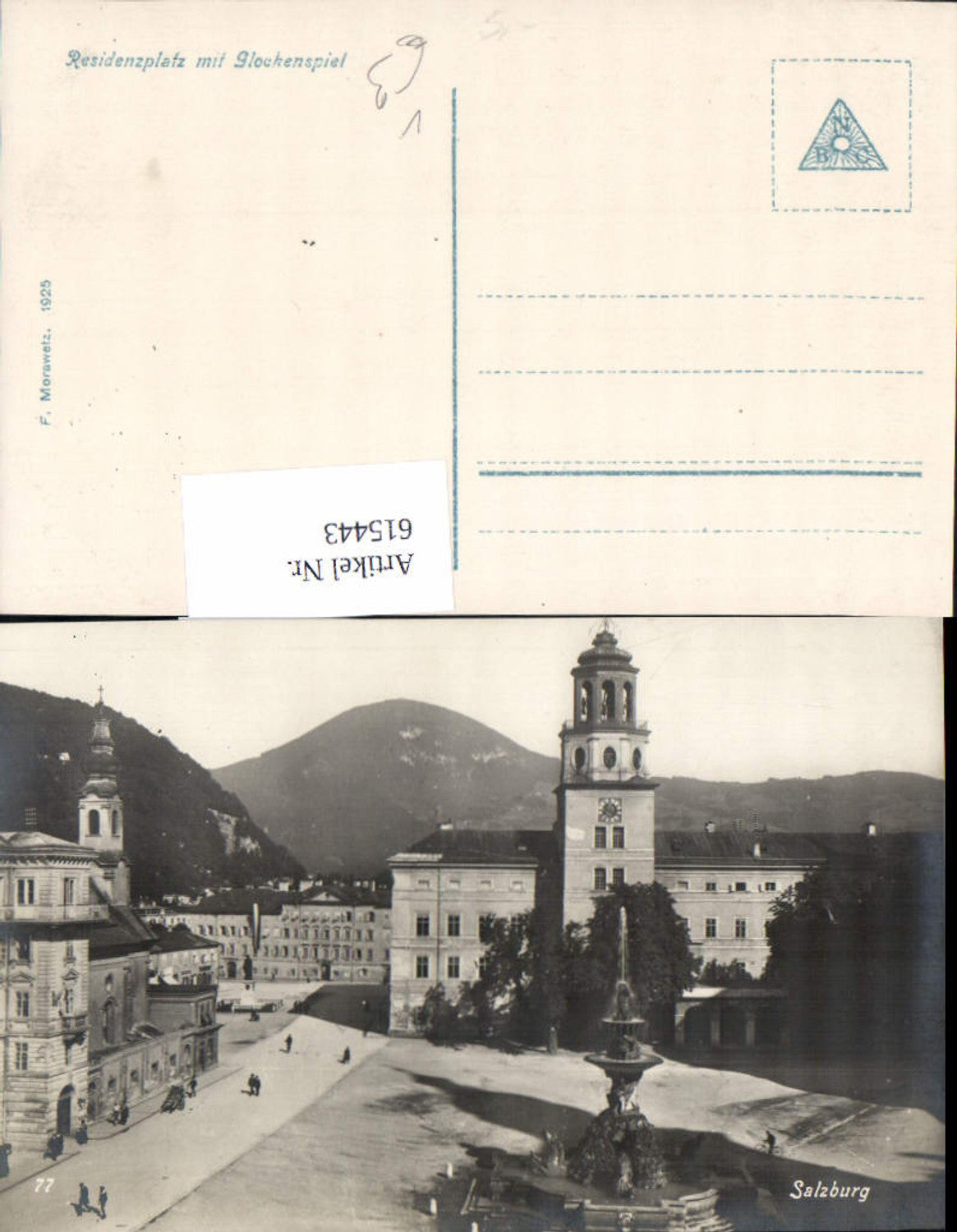 615443, Photo-AK Salzburg Glockenspiel Residenzplatz pub Morawetz 77