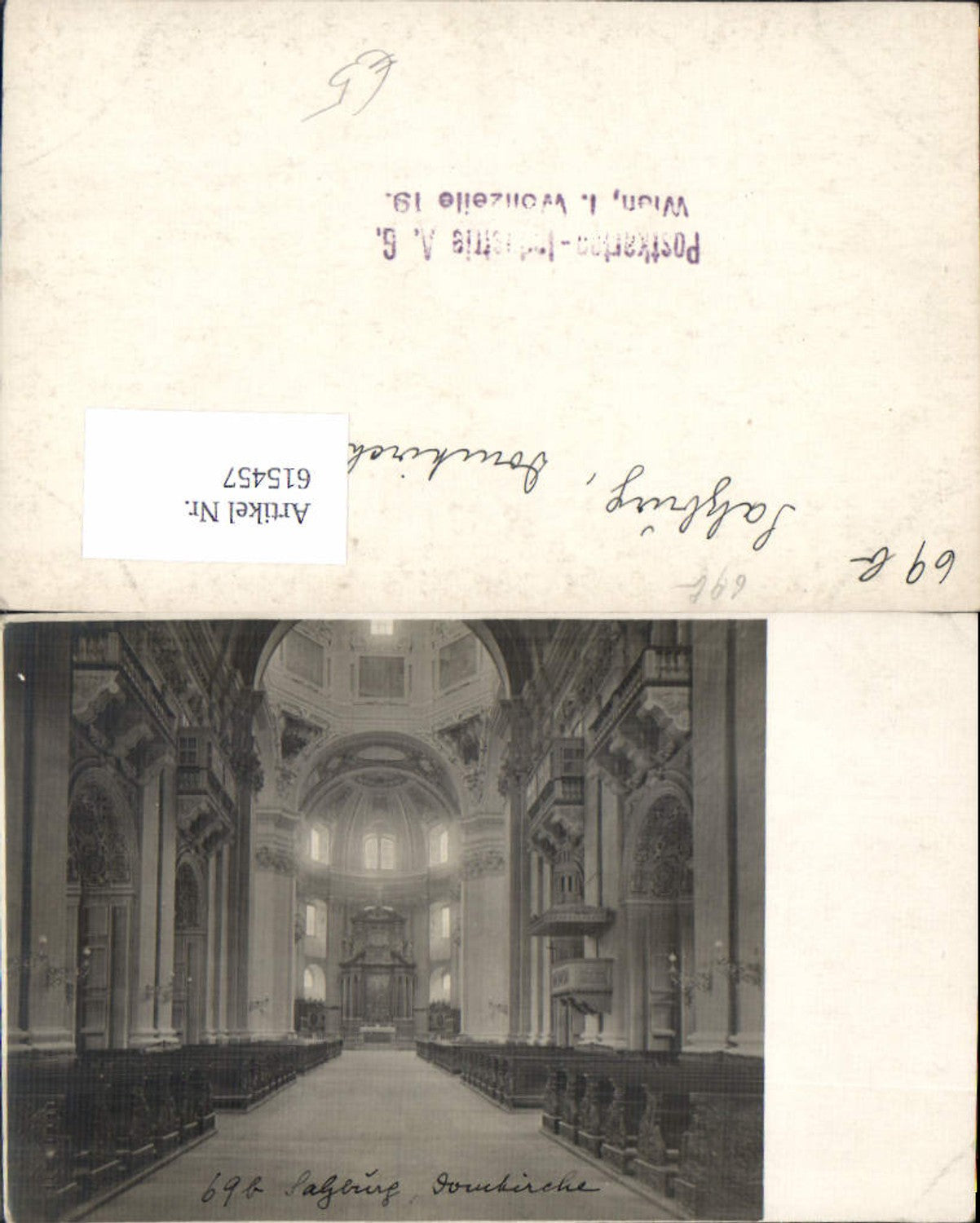 615457, great photo postcard Salzburg Cathedral, publisher's raw print