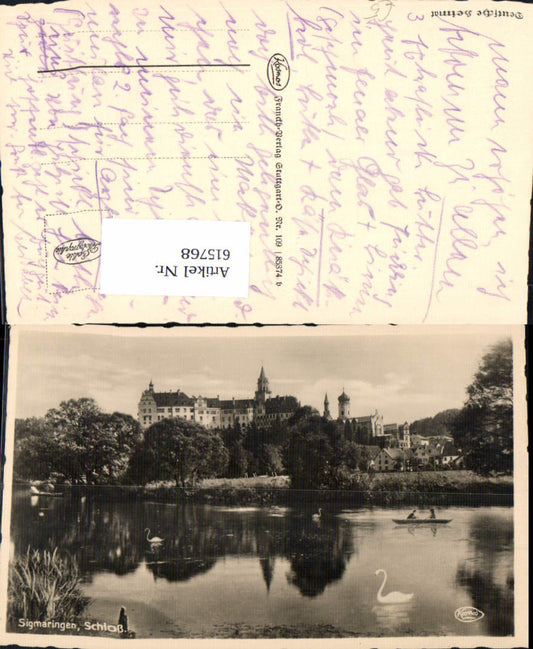 615768, Photo Ak Sigmaringen Castle Boat Rowboat