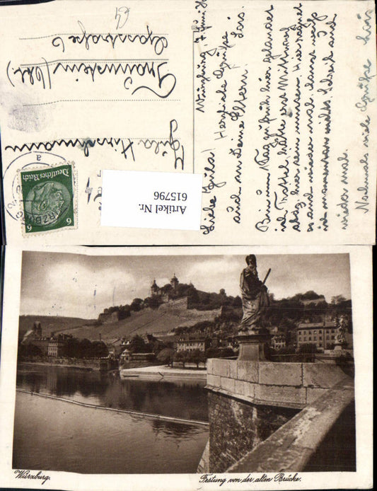 615796,Würzburg Festung v. d. Alten Brücke Statue
