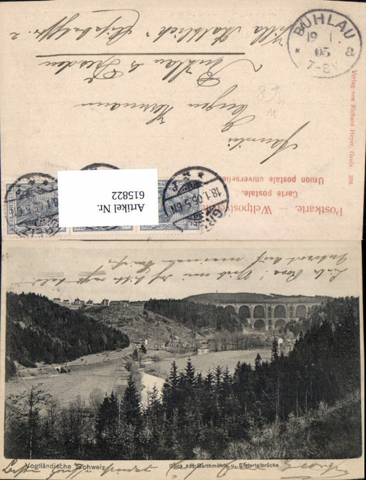 615822,Pöhl Vogtländische Schweiz Blick a. Barthmühle u. Elstertalbrücke Brücke Viadukt
