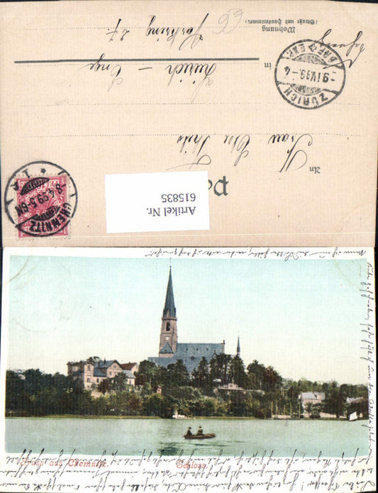 615835,Litho Chemnitz Schloss Ruderboot Boot