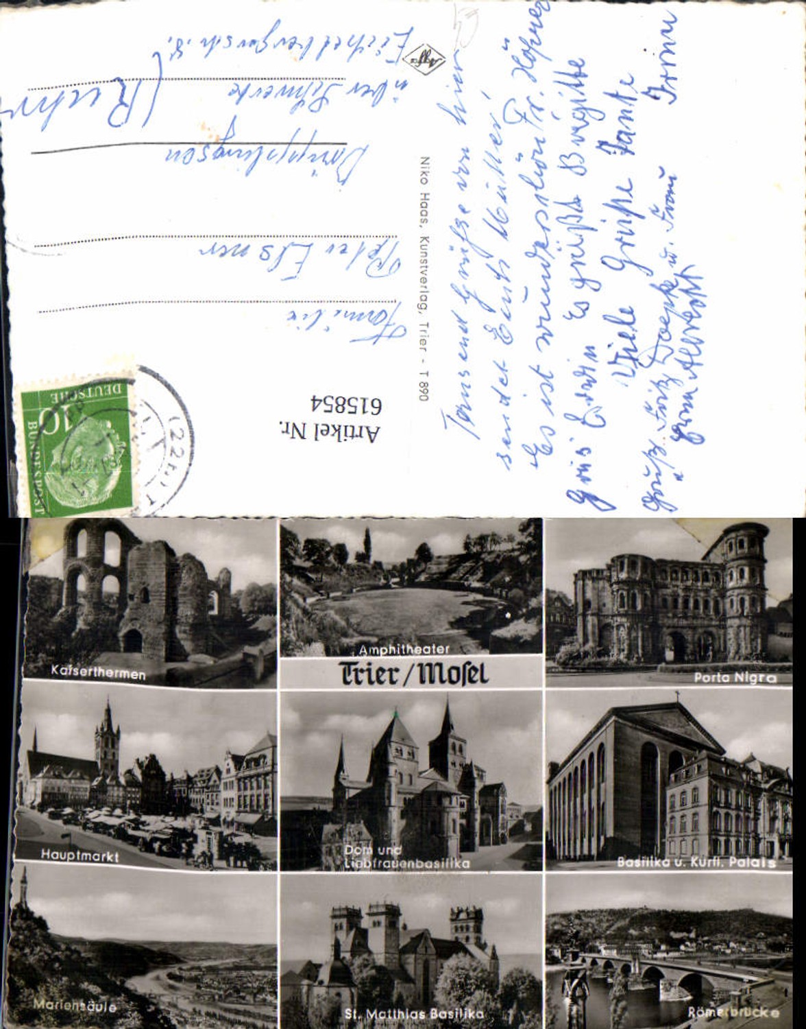 615854,Mehrbild Ak Trier Mosel Kaiserthermen Porta Nigra Hauptmarkt