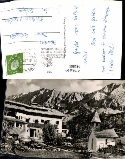 615866, Photo Ak Garmisch-Partenkirchen Forsthaus Graseck m Wetterstein Kapelle Kirchlein