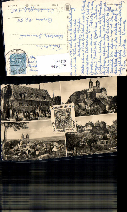 615876,Mehrbild Ak Quedlinburg Teilansicht Rathaus Schloss Münzenberg