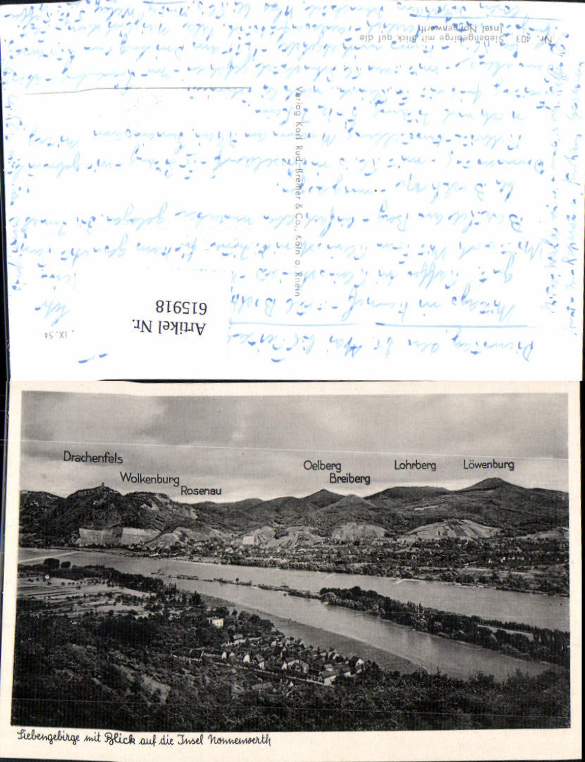 615918,Siebengebirge m. Blick a. Insel Nonnenwerth Bad Honnef