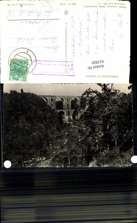 615920,Foto Ak Elstertalbrücke i. Vogtland Brücke Jocketa Pöhl Stempel über Greiz