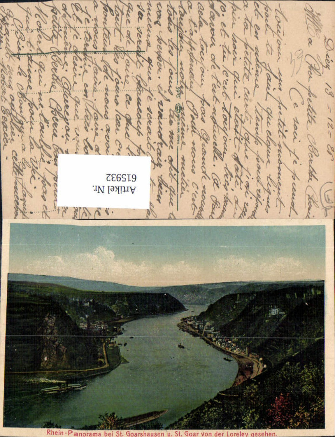 615932,Rheinpanorama b. Sankt Goarshausen u. St Goar v. d. Loreley gesehen