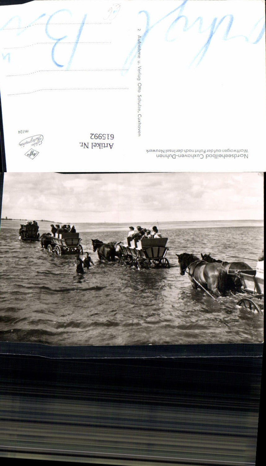 615992,Foto Ak Nordseeheilbad Cuxhaven Duhnen Wattwagen Fahrt n. Insel Neuwerk