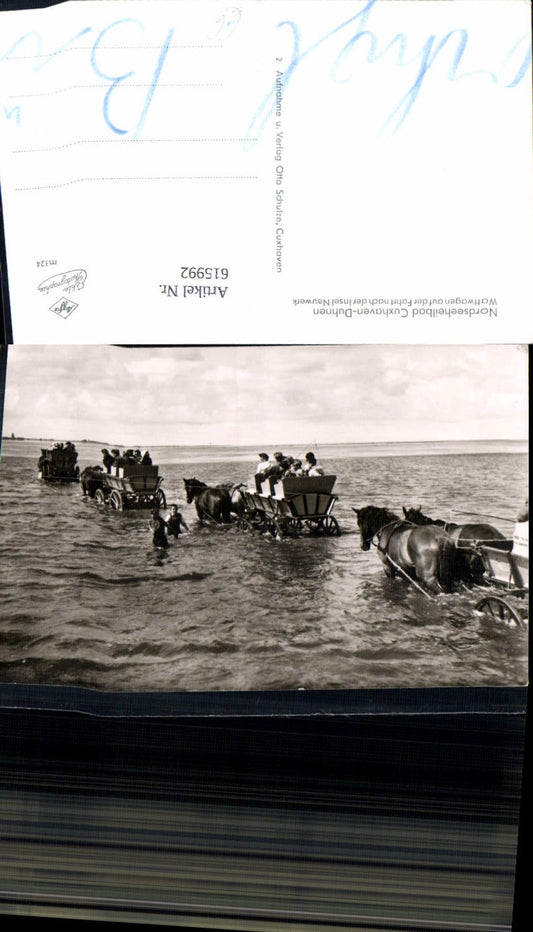 615992,Foto Ak Nordseeheilbad Cuxhaven Duhnen Wattwagen Fahrt n. Insel Neuwerk