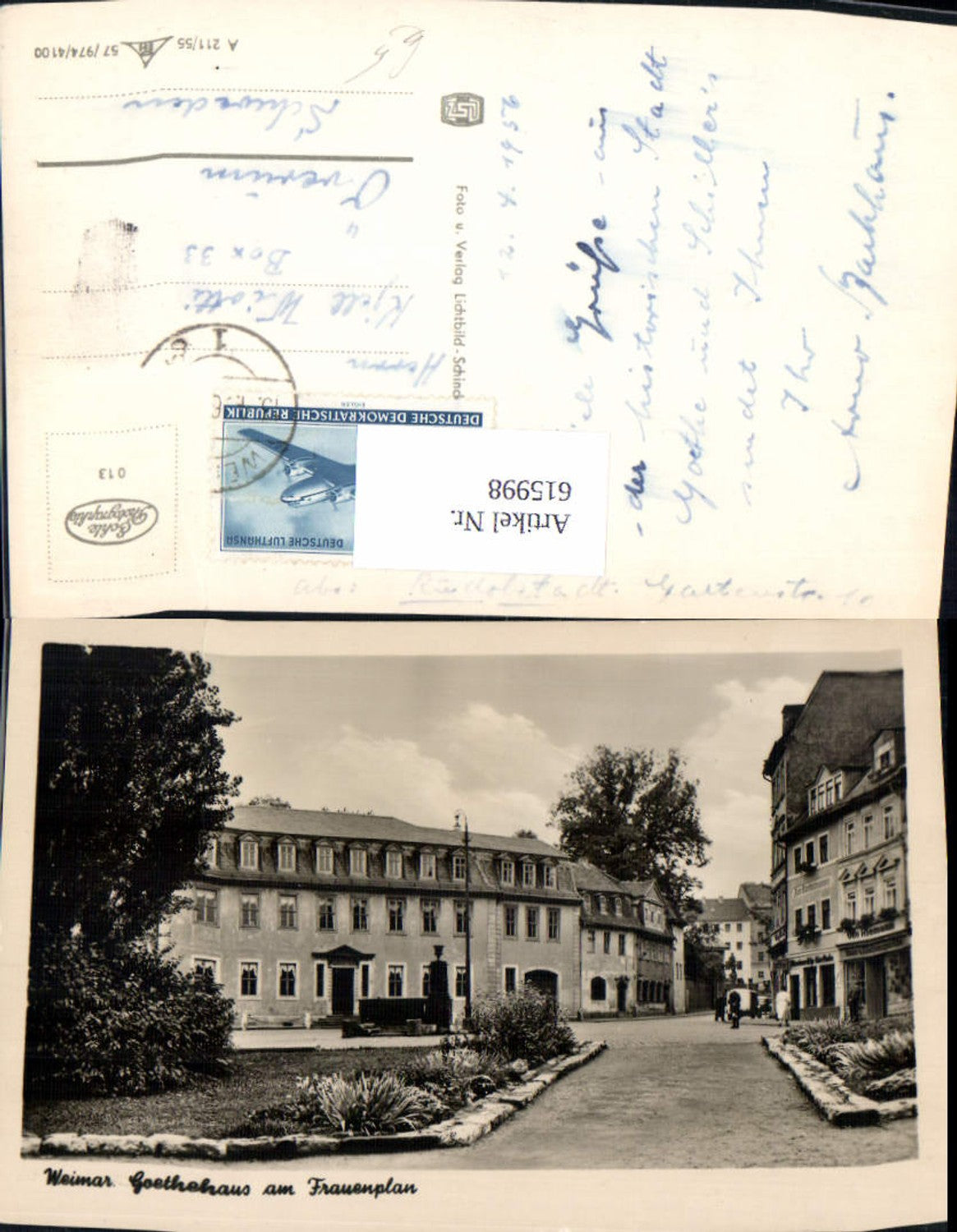 615998,Foto Ak Weimar Goethehaus a. Frauenplan