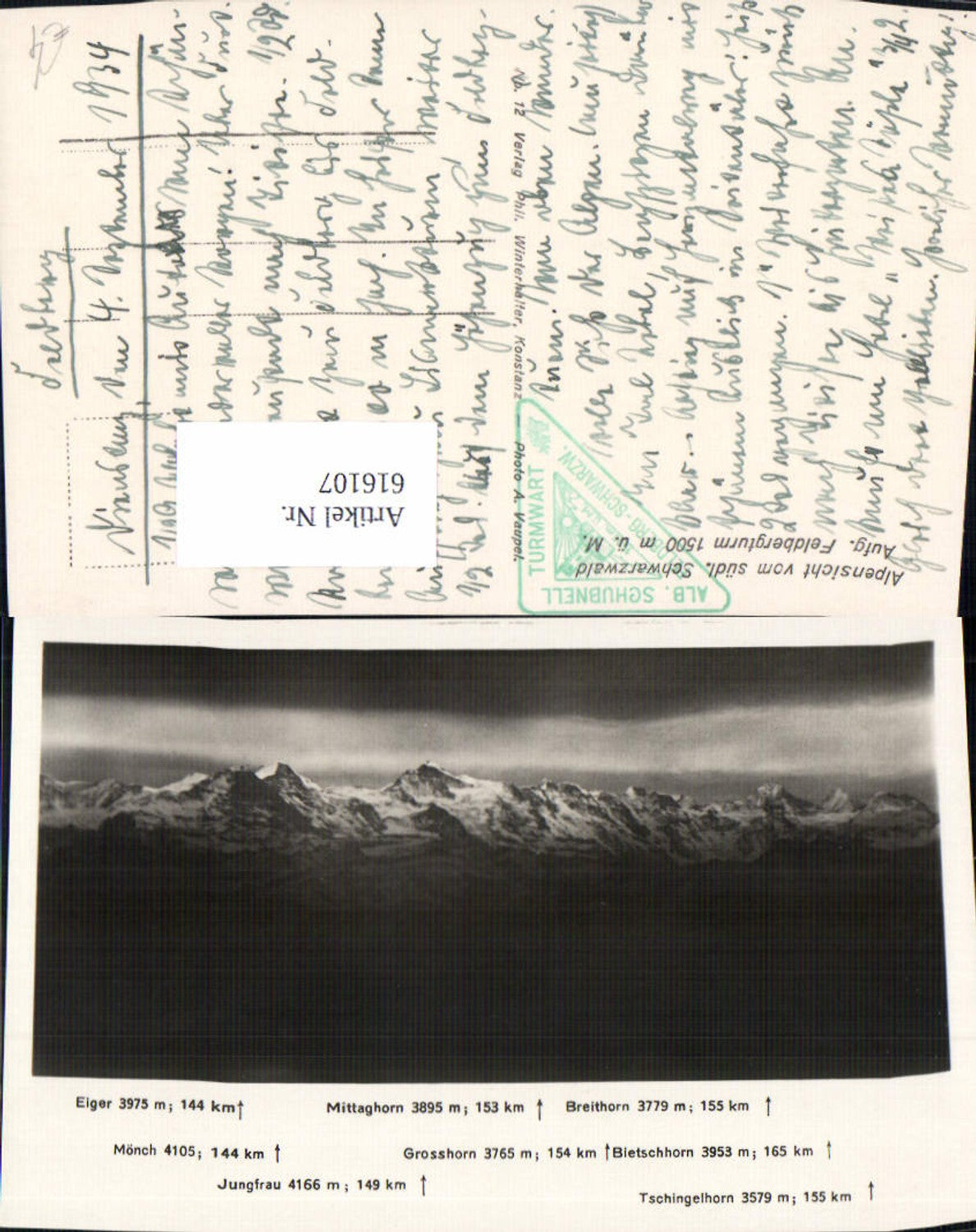 616107,Alpensicht v. Feldbergturm Feldberg Schwarzwald Gipfelkarte
