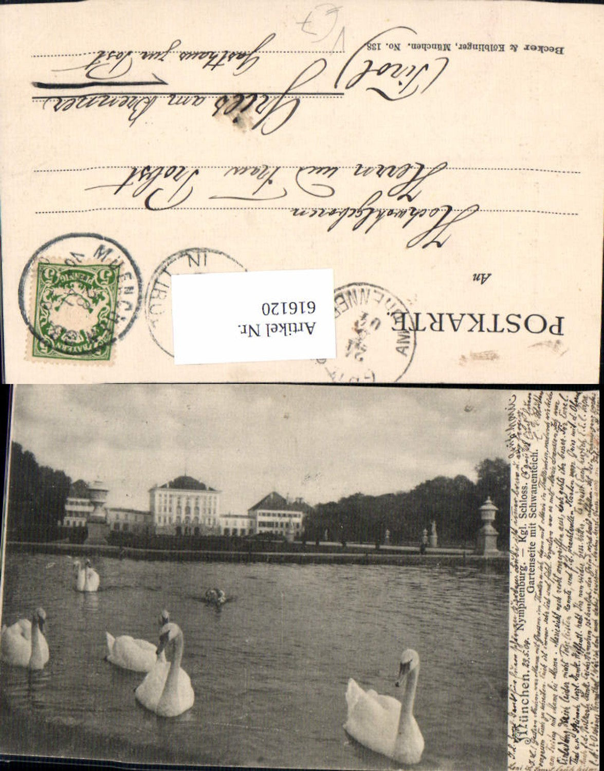616120,München Nymphenburg Kgl. Schloss Schwanenteich Schwan pub Becker & Kölblinger 138