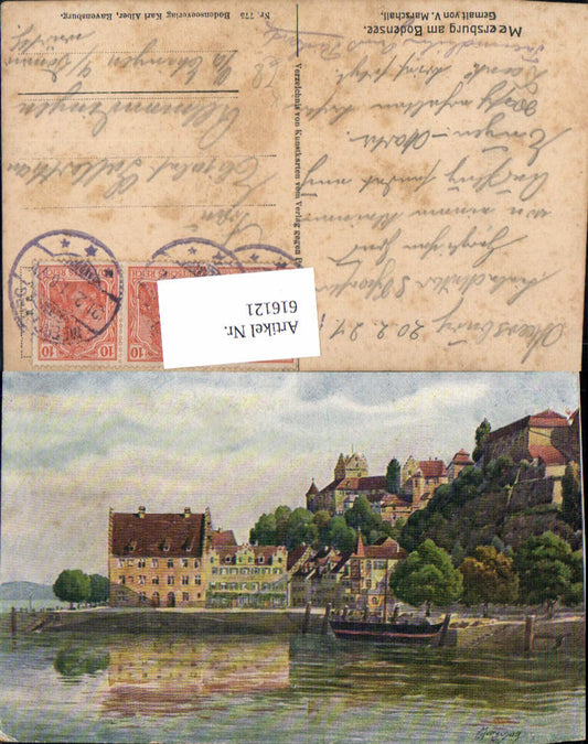 616121, Artist Ak V. Marschall Meersburg on Lake Constance