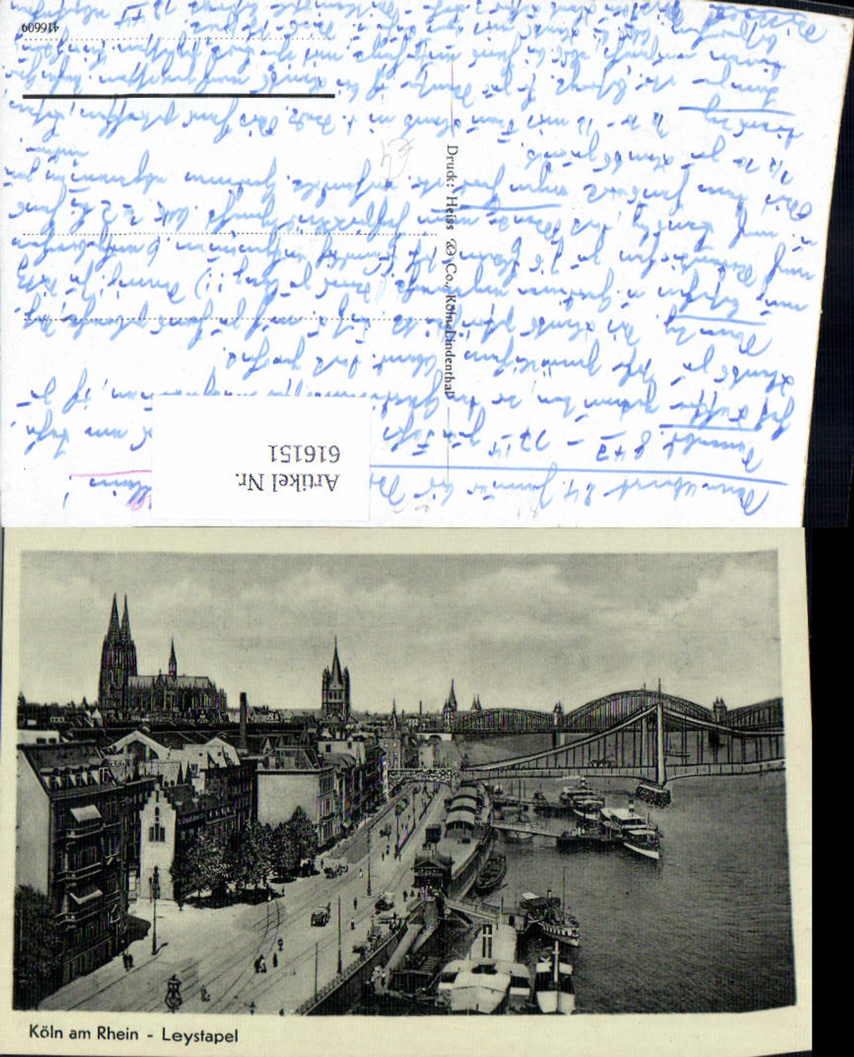 616151,Köln a. Rhein Leystapel Schiffe Dampfer Brücke