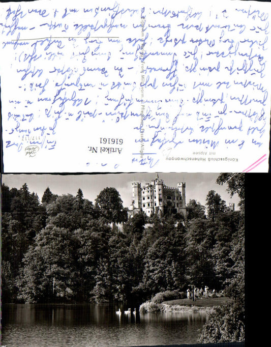616161,Foto Ak Schwangau Schloss Hohenschwangau m. Alpsee Schwan