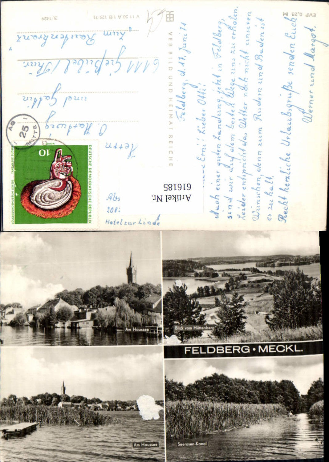 616185,Mehrbild Ak Gemeinde Feldberger Seenlandschaft Feldberg Am Haussee Blick v. Hüttenberg