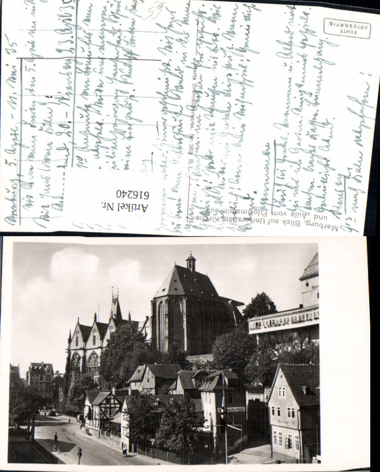 616240,Foto Ak Marburg Blick a. Universitäts-Kirche u. Aula v. Pilgrimstein aus