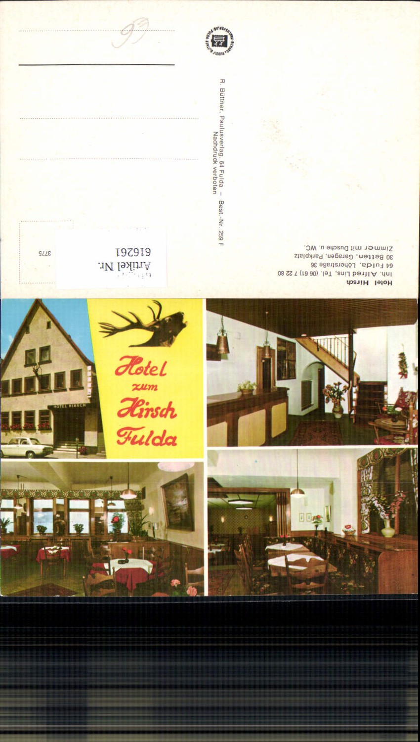 616261,Mehrbild Ak Fulda Hotel Hirsch