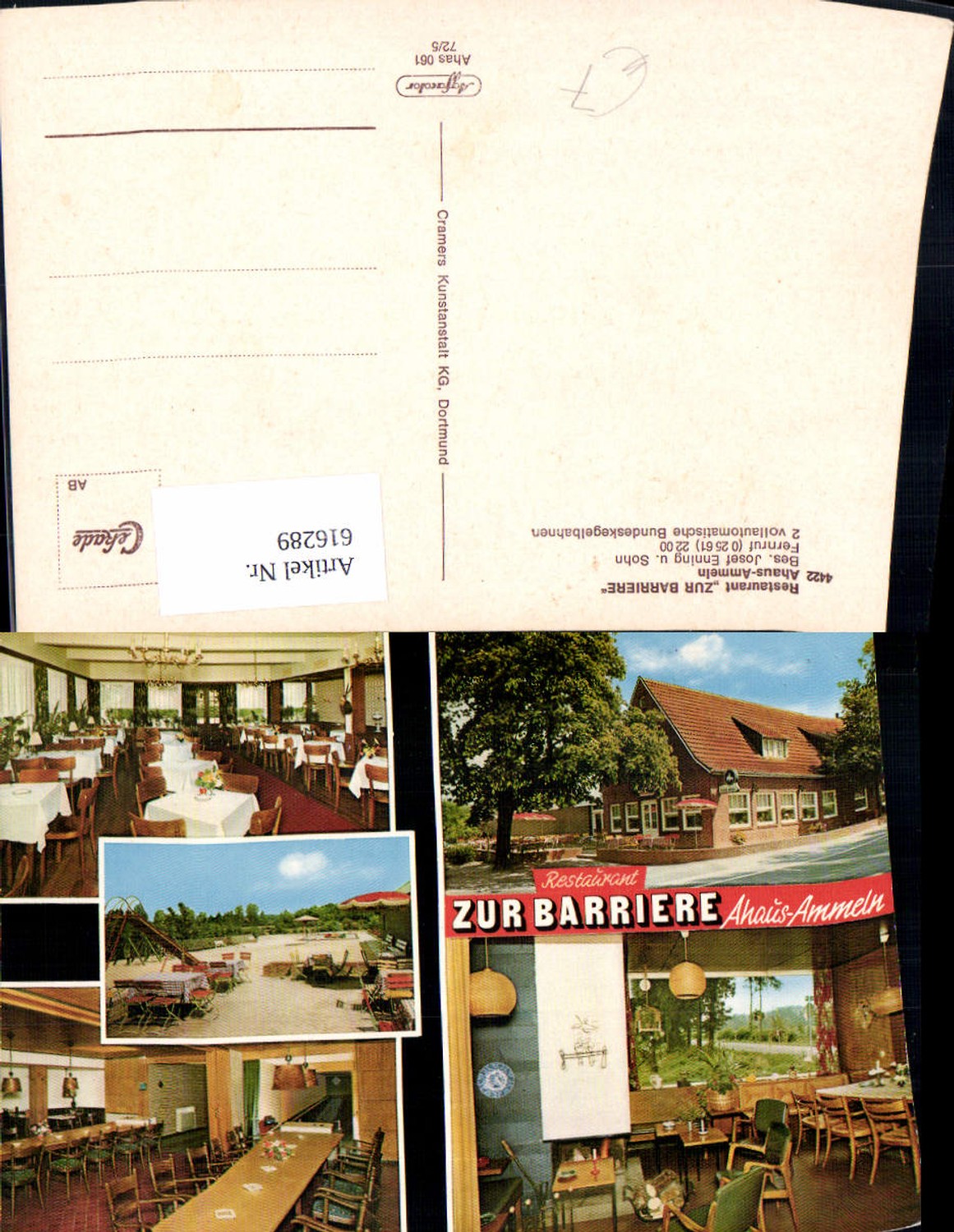 616289,Mehrbild Ak Ahaus Ammeln Restaurant Zur Barriere
