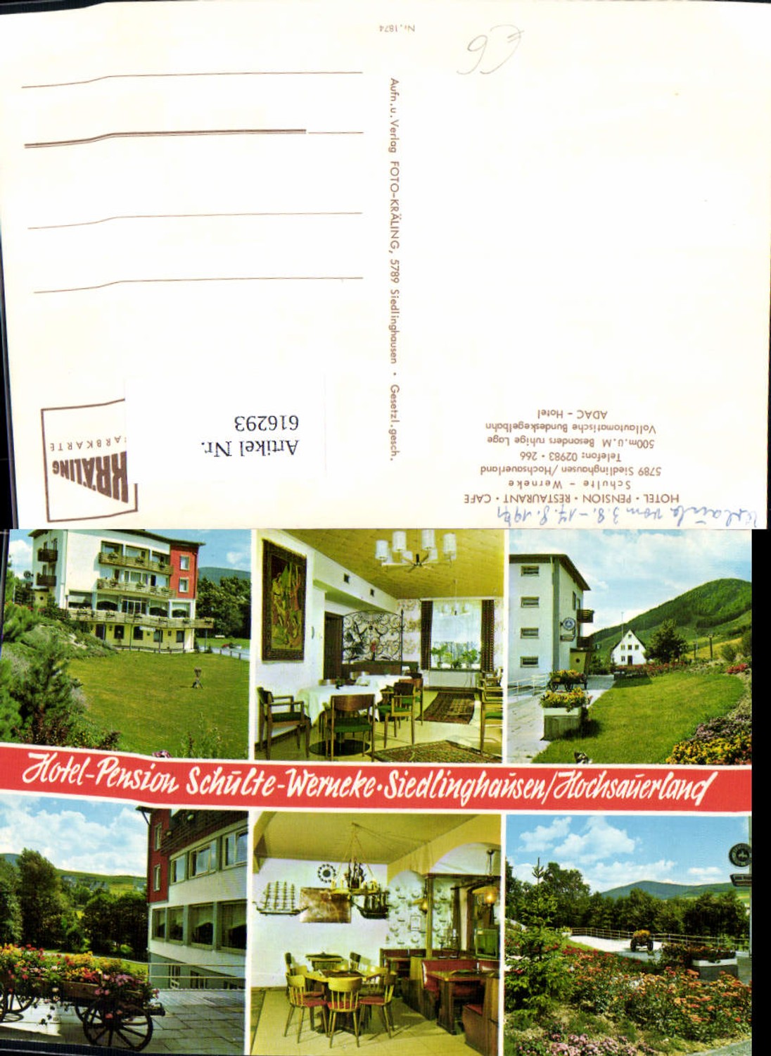 616293,Mehrbild Ak Winterberg Siedlinghausen Hochsauerland Hotel Pension Schulte-Werneke