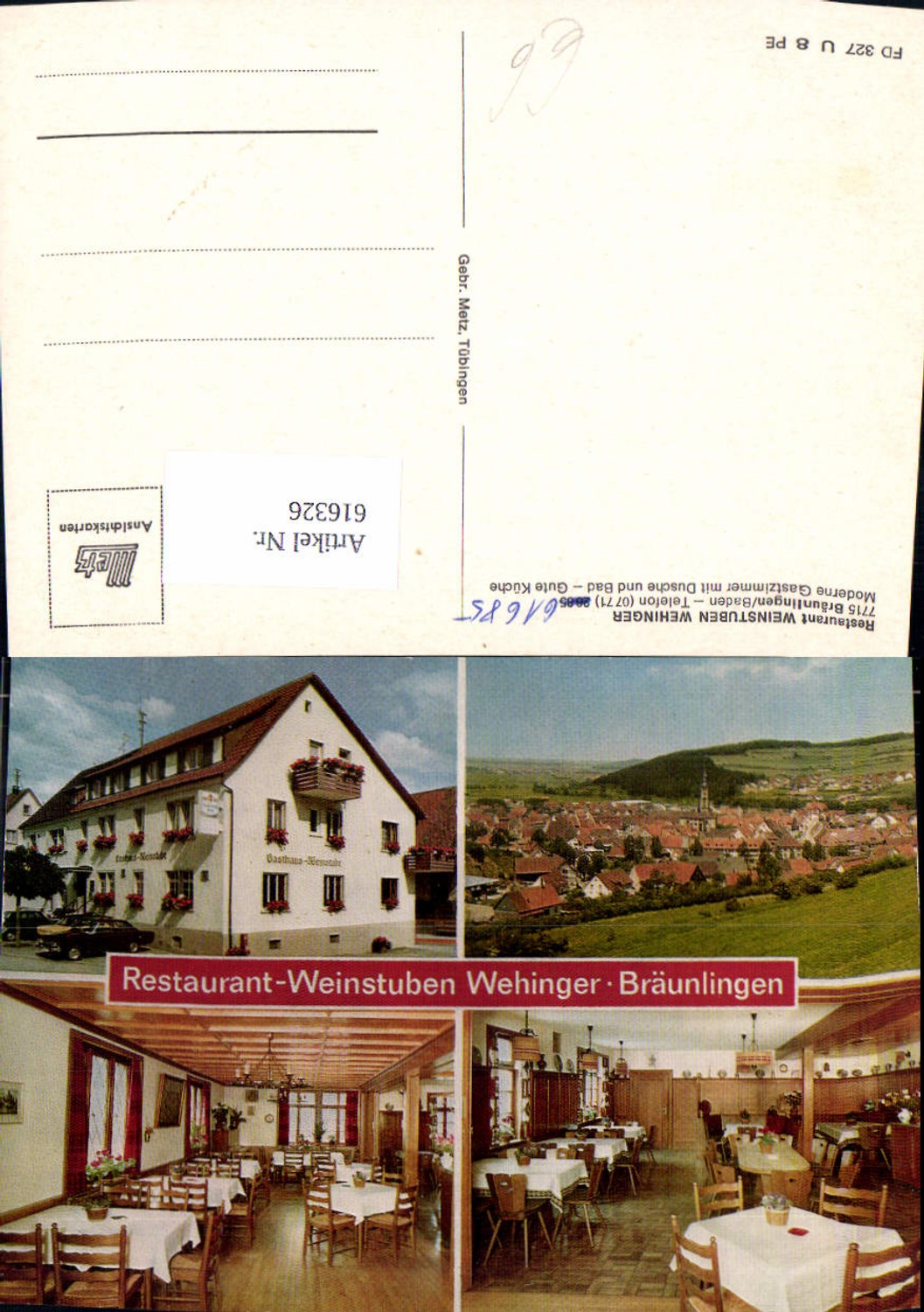 616326,Mehrbild Ak Bräunlingen Restaurant Weinstuben Wehinger