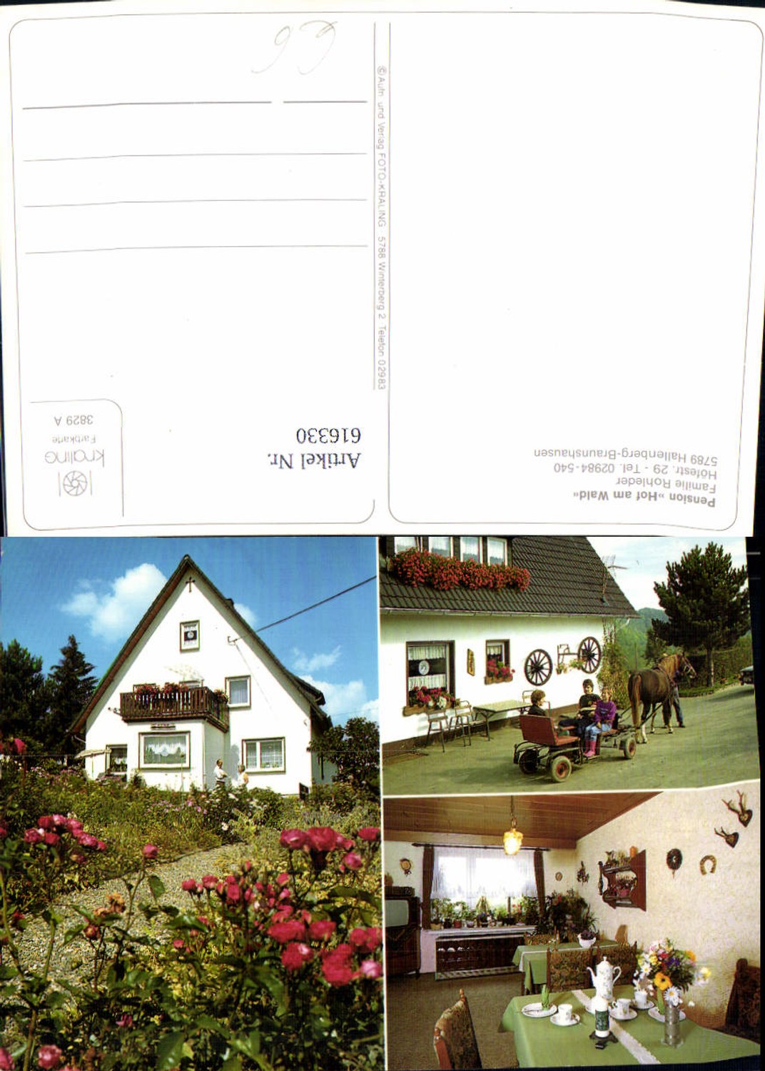 616330,Mehrbild Ak Hallenberg Braunshausen Pension Hof a. Wald