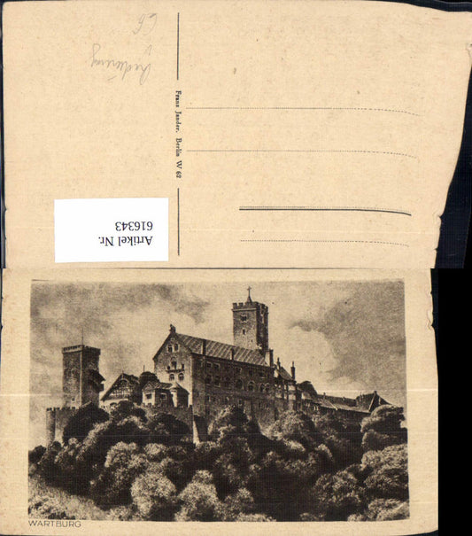 616343, Etching Eisenach Wartburg Castle pub Franz Jander W 62