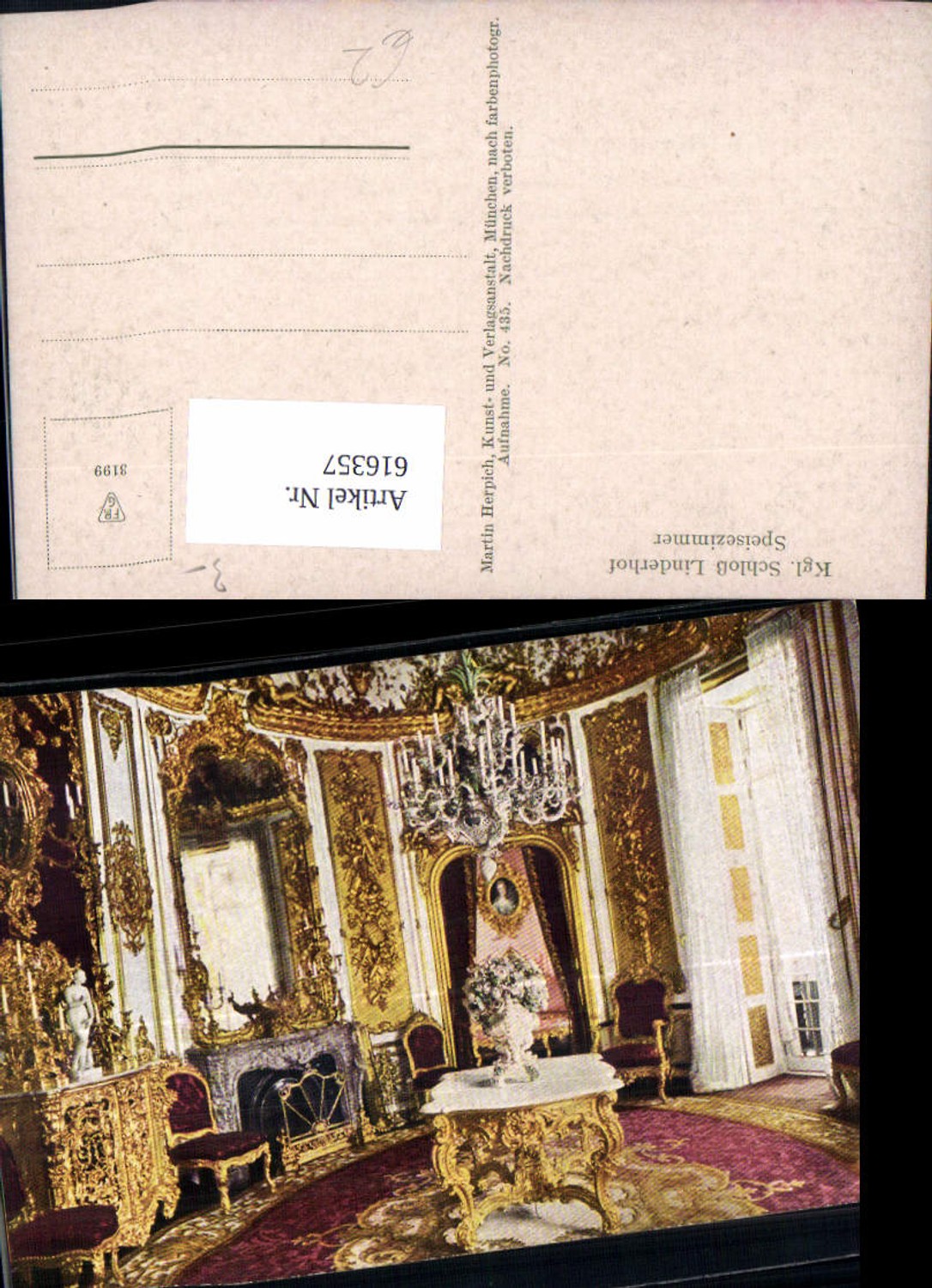 616357, Ettal Kgl. Linderhof Palace dining room interior