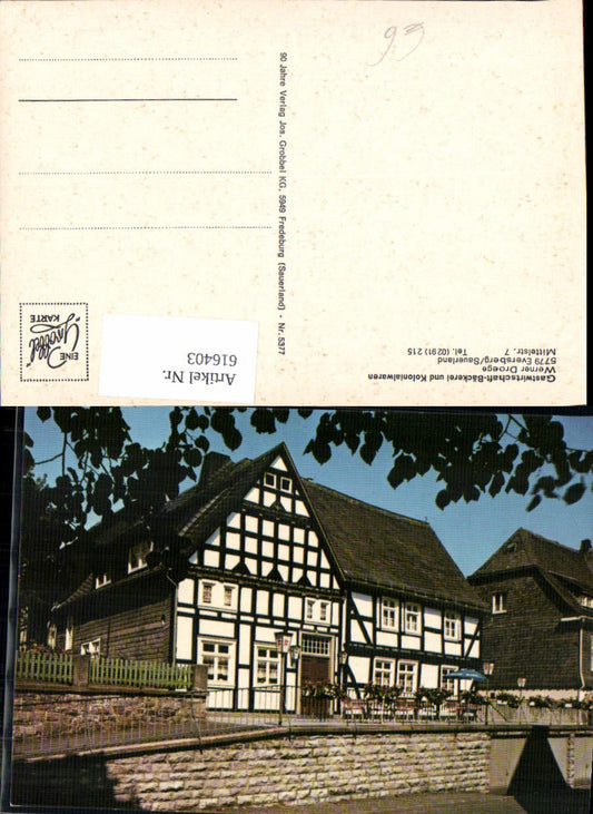 616403,Meschede Eversberg Sauerland Gastwirtschaft Kolonialwaren Droege